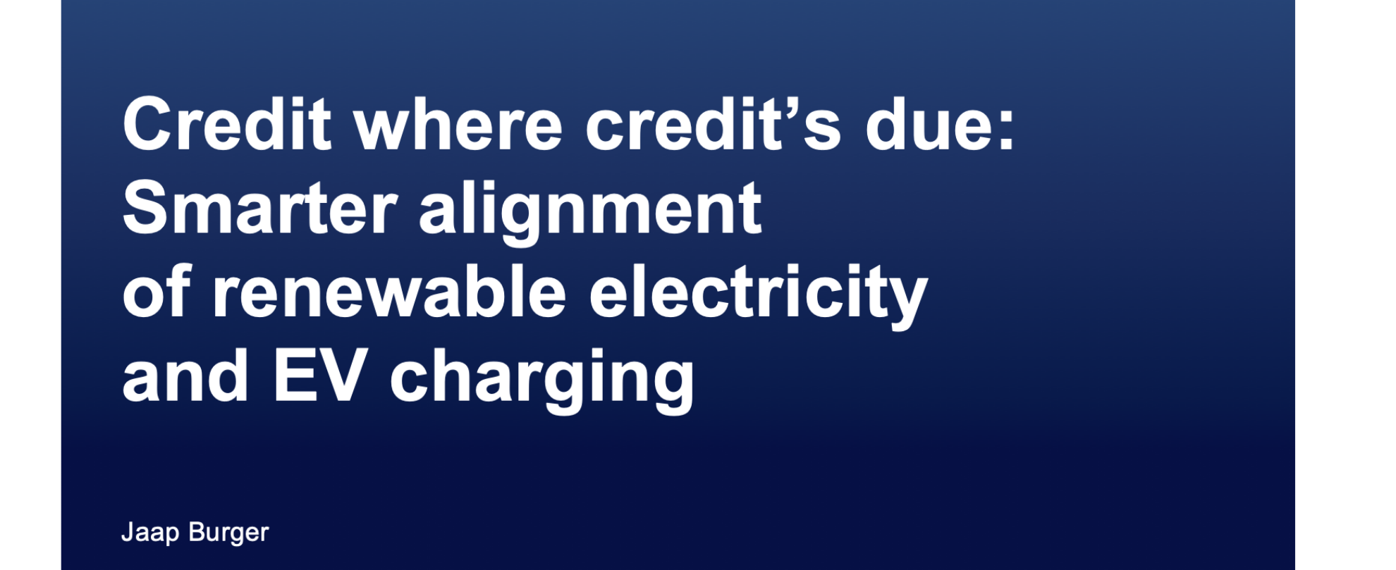 Credit where credit is due: Smarter alignment of renewable electricity and EV charging