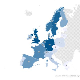 Map of Europe showing number of smart tariffs and services per country